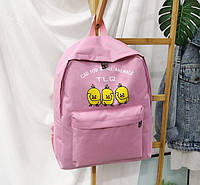 Школьный рюкзак для девочки с милым принтом уточки. Голубой и розовый