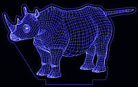 Акриловый светильник-ночник Носорог синий tty-n000682