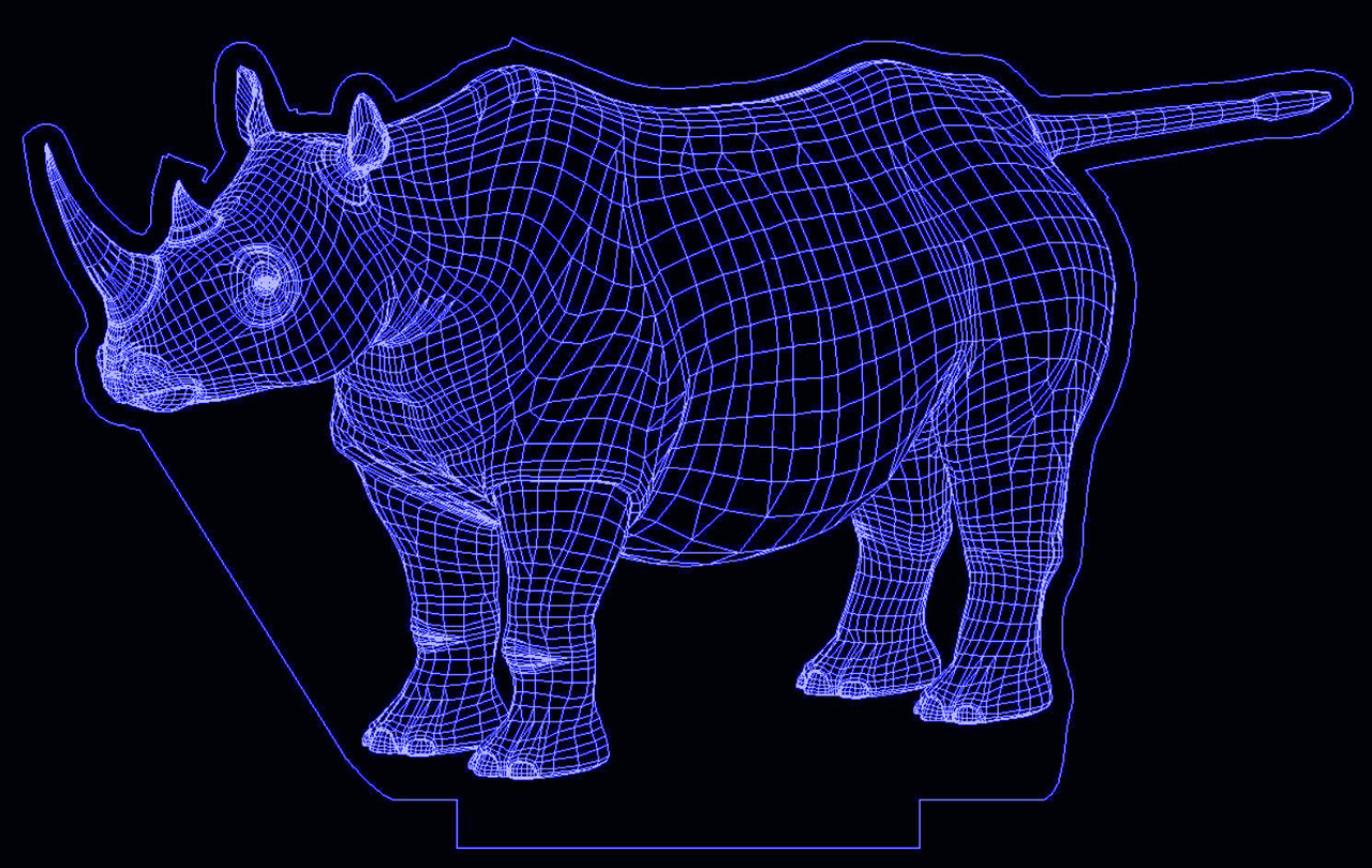 Акриловий світильник-нічник носоріг синій tty-n000682