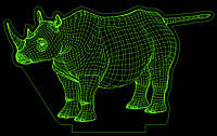Акриловый светильник-ночник Носорог зеленый tty-n000683