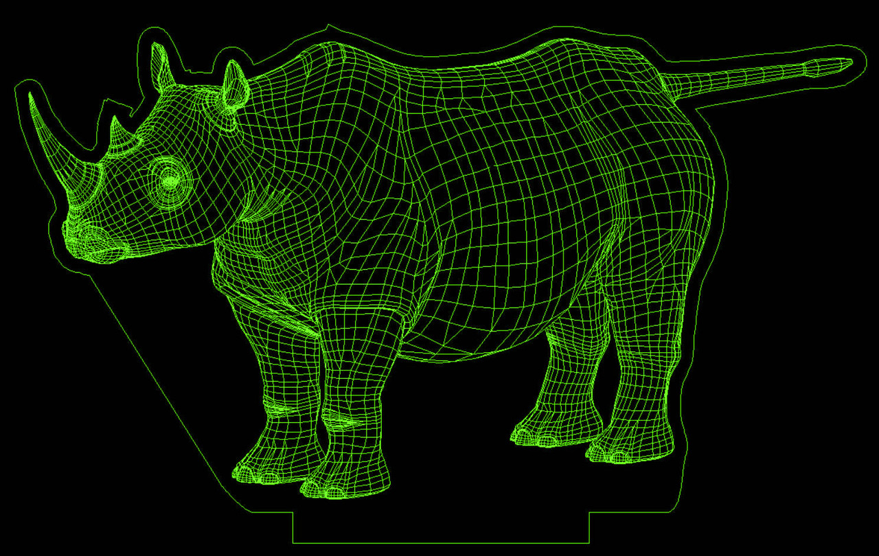 Акриловий світильник-нічник носоріг зелений tty-n000683