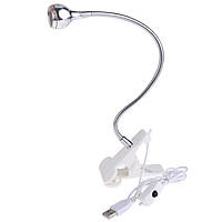 Світильник світлодіодний гнучкий LED-лампа Ni5L USB із затискачем для ноутбука нічник Білий