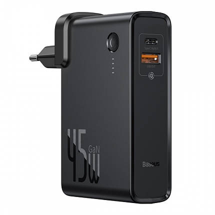Повербанк зарядний пристрій 2в1 45Вт USB Type-C QC3 PD Baseus GaN PPNLD-C01, фото 1
