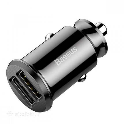 Адаптер заряджання в прикурювач BASEUS CCALL-ML01 Grain Car Charger Black (2 USB), фото 1