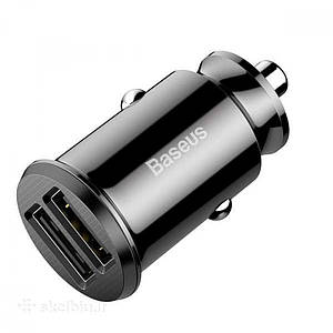 Адаптер заряджання в прикурювач BASEUS CCALL-ML01 Grain Car Charger Black (2 USB)