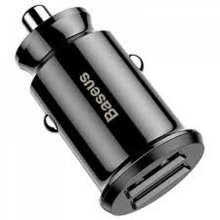 Адаптер заряджання в прикурювач BASEUS CCALL-ML01 Grain Car Charger Black (2 USB), фото 2