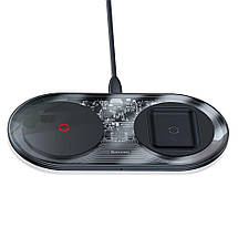 Заряджання бездротове подвійне 24 Вт прозоре Baseus Simple TZWXJK-A01, фото 2