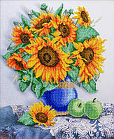 Набор для вышивки бисером " Солнечный букет " букет,цветы, винтажный,частичная выкладка,Чехия, 33х41 см