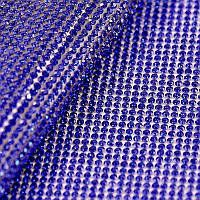 Стразовая ткань термоклеевая.Цвет Sapphire(ss6),(выберите размер отреза)