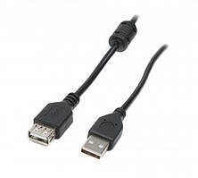 Кабель Maxxter (UF-AMAF-1M) USB 2.0 AM — USB 2.0 AF, 1 м, феритовий фільтр