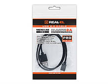 Кабель REAL-EL Pro USB2.0 AM-micro USB type B 0.6 M чорний UAH