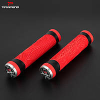 Качественные силиконовые грипсы для велосипеда на руль Promend GR-505 красные, с узором, мягкие ручки