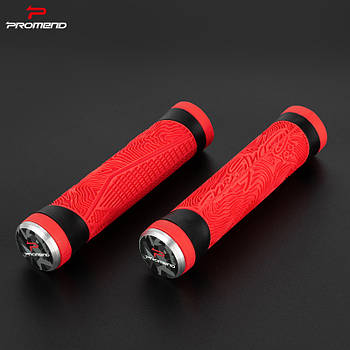 Якісні силіконові грипси для велосипеда на кермо Promend GR-505 червоні, з візерунком, м'які ручки
