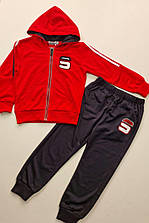 Спортивний костюм люкс якості на хлопчика 116, 122, 128, 134, 140 см, темно-синій+червоний