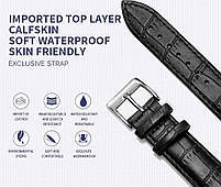 Ремінець для годинника Leather bracelet Universal, 22 мм Black, фото 4