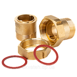 Комплект монтажний (штуцера латунні) гайки до лічильника 1" (ду 25) 1 1/4"в х 1"з (Україна)