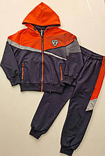 Спортивний костюм люкс якості на хлопчика 116, 122, 128, 134, 140 см, темно-синій+помаранчевий