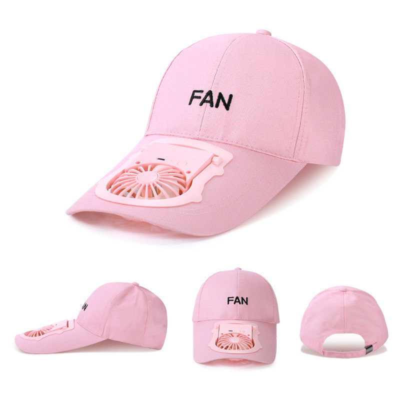 Літня кепка з вентилятором Розова