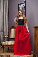 Легкая и удобная юбка в складку с карманами S, Красный