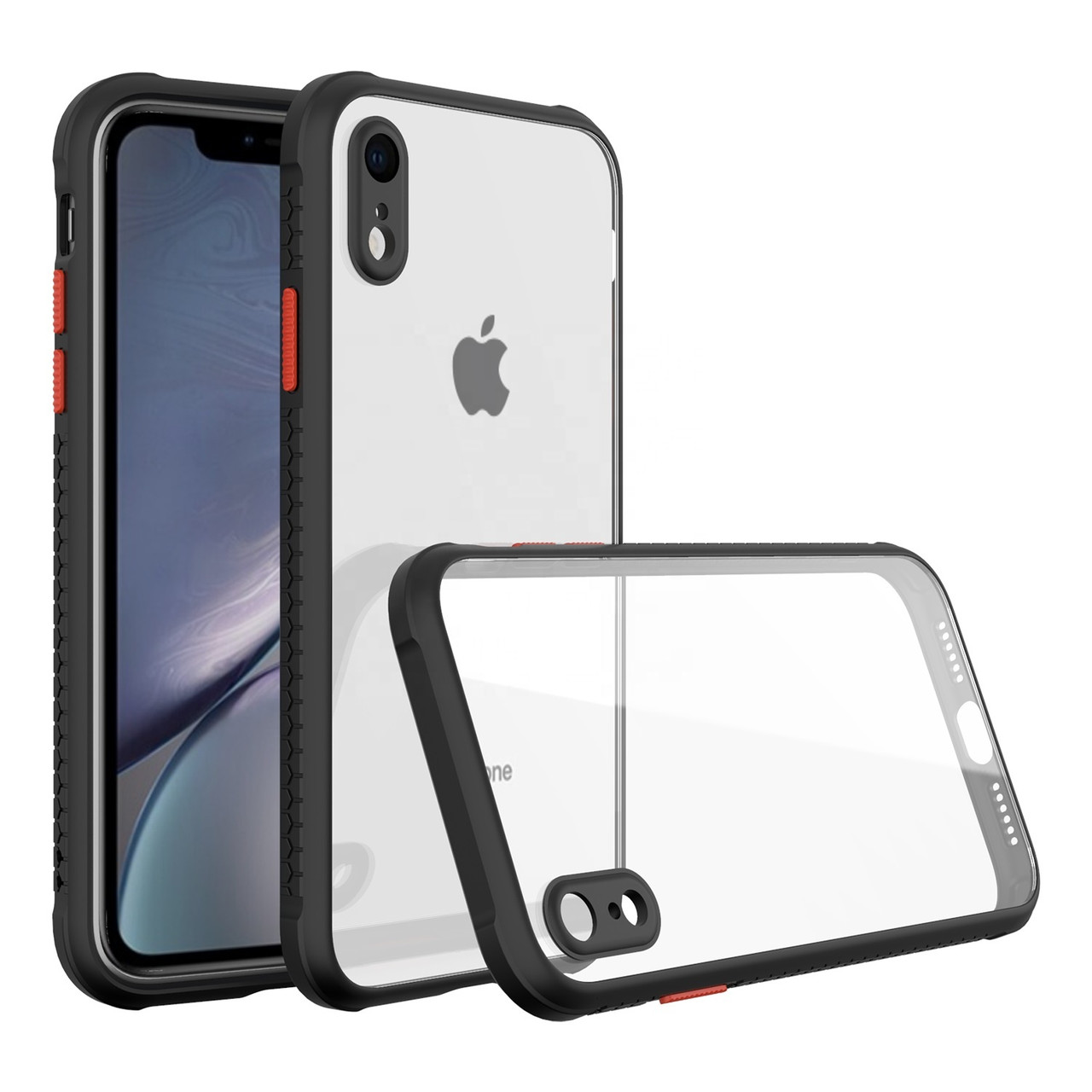 Протиударний чохол бампер для iPhone Xr чорний прозорий захист камери