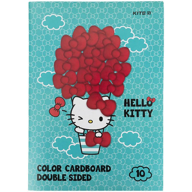 Картон кольоровий А4 10арк KITE мод 255 Hello Kitty двосторонній HK21-255