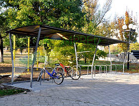 Велопарковка з навісом для14-16 велосипедів 8400х1900х2400мм Kompred OL415/2