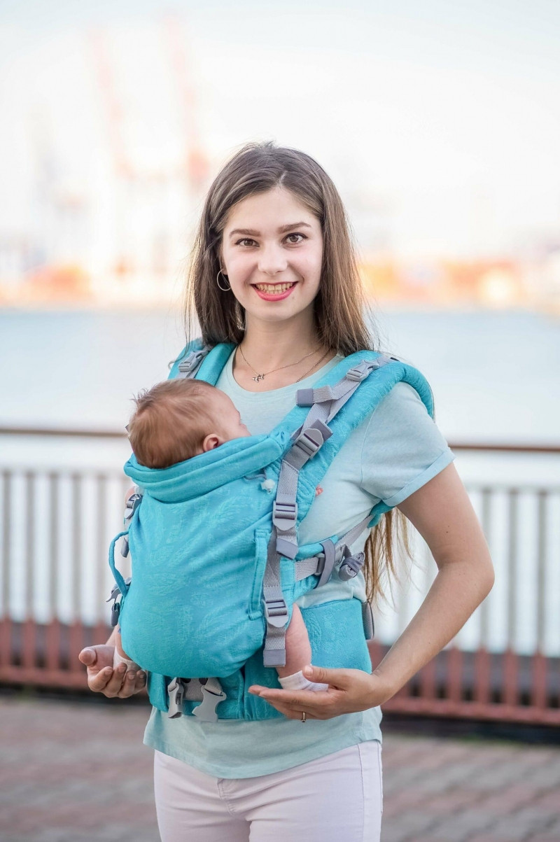Ерго рюкзак регульований від народження 0 - 48 місяців "Adapt" Малишастік Бірюзовий Feathers