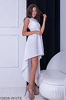 Эффектное асимметричное летнее платье с коротким рукавом XS, Белый