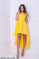 Эффектное асимметричное летнее платье с коротким рукавом XS, Желтый
