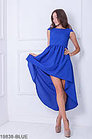 Эффектное асимметричное летнее платье с коротким рукавом S, Синий