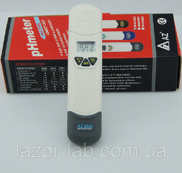 Ручний вологозахищений pH метр AZ8682 (0.00-14.00 рН; 0.01 рН; +-0.05 рН),AZ Instrument