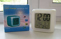 Настольные часы куб хамелеон, термометр, будильник, ночник Размеры часов: 8x8x8см часы в детскую