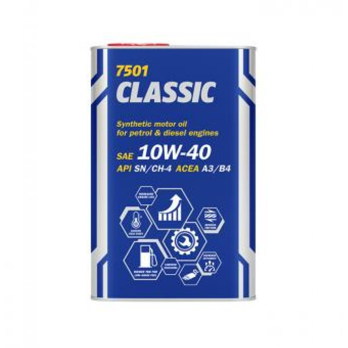 CLASSIC SAE10W/40 4 л метал Олива моторна напівсинтетика Mannol API SN/CH-4 7501, фото 1