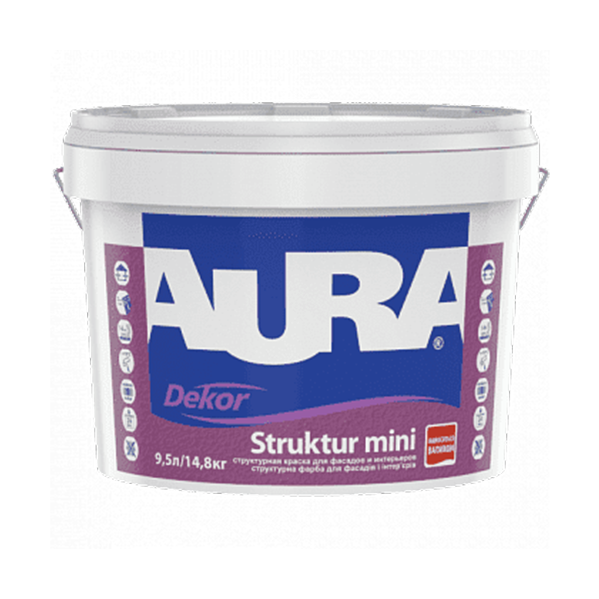 Структурна фарба для фасадів та інтер'єрів Aura Dekor Struktur mini 9.5л