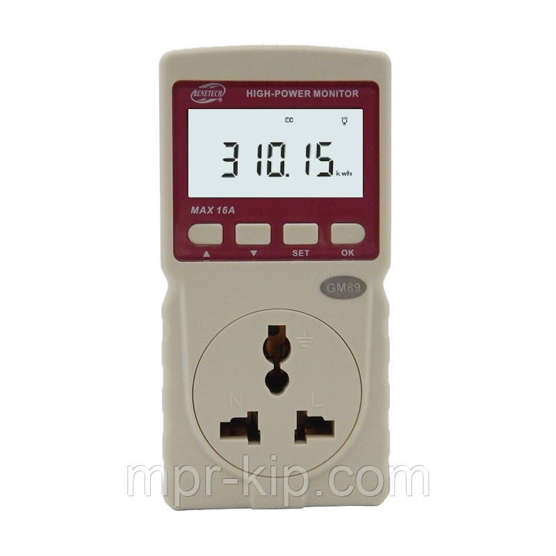 Вимірювач параметрів споживання електроенергії Benetech GM89 (до 16А), фото 1