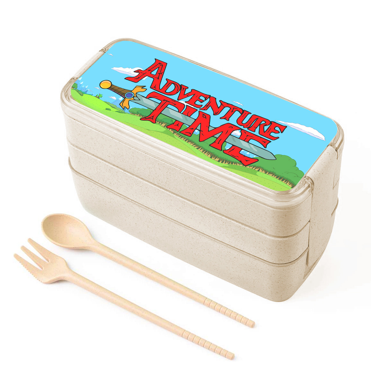 Еко ланч-бокс Час пригоди (Adventure Time) 900 мл, контейнер для обідів з виделкою і ложкою