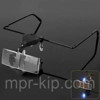 Лупа налобна (1.5 х, 2.5 х, 3.5 х) з підсвічуванням Magnifier 9157-3 (TK1004L)