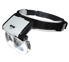 Лупа-окуляри бінокулярні MG81001-B (1.7X, 2X, 2.5X, 3.5X) зі світлодіодним підсвічуванням