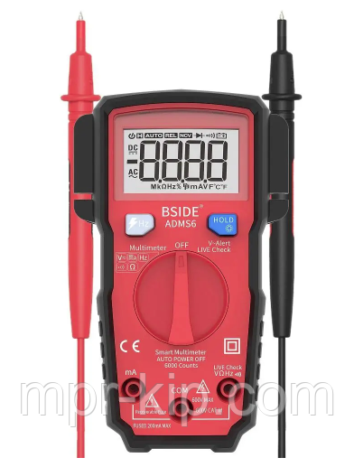 Цифровий мультиметр BSIDE ADMS6 Digital 6000, колір чорний або червоний на вибір, фото 1