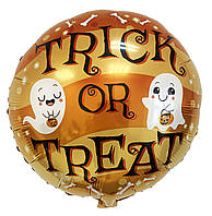 Коло фольговане 18" "Trick or Treat", коричневий з привидами
