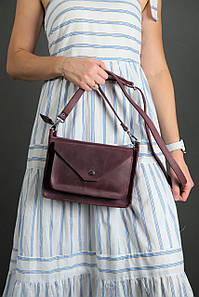 Жіноча шкіряна сумка Куточок, натуральна Вінтажна шкіра, колір Бордо