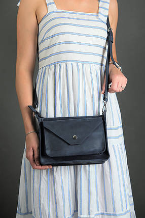 Жіноча шкіряна сумка Куточок, натуральна Вінтажна шкіра, колір Синій, фото 2