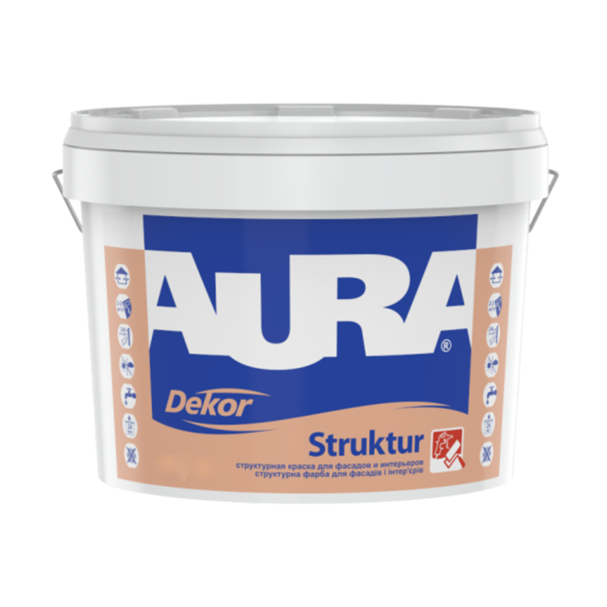 Структурна фарба Aura Dekor Struktur для фасадів та інтер'єрів 2,5 л