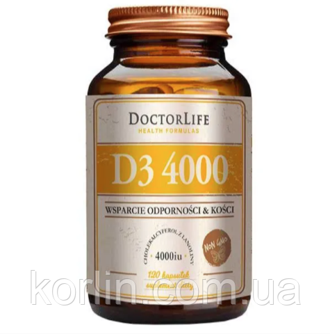 Вітамін Д3 4000 МО 2000% 120 кап Doctor Life D3 4000 Польща Доставка з ЄС