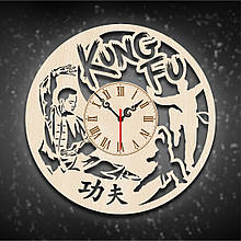 Дерев'яний настінний годинник. Річник Kung Fu. Годинник Kung Fu.