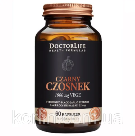 Ферментований Чорний Часник 60 кап Doctor Life Czarny Czosnek Fermentowany 500 mg Польща Доставка з ЄС