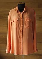 Батальная рубашка блузка персикового цвета женская United colors of benetton, размер L, XL, XXL
