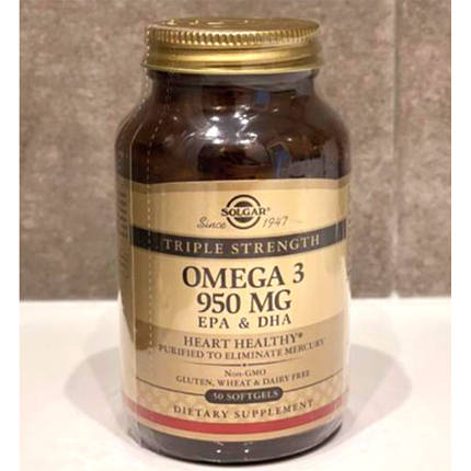 Омега-3 Solgar Omega 3 950 mg EPA DHA 50 капсул, фото 2