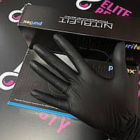 Чёрные нитриловые перчатки для тату салонов Puritex s-xl 100шт. супер качества