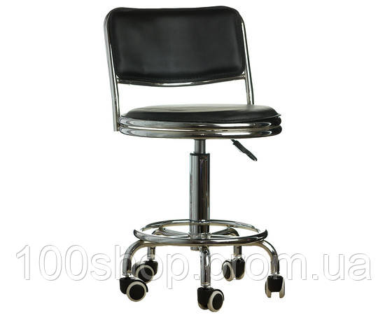 Стул для мастера маникюра 765 со спинкой на колесах черный (ID ...